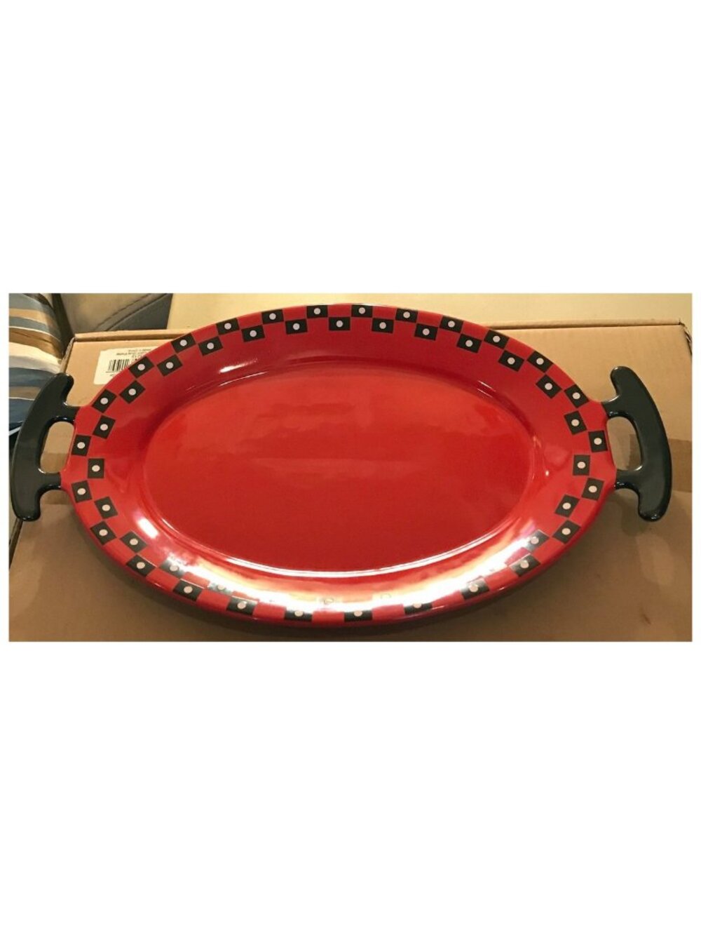 Celebrating Home Chillin & Grillin Platter Stoneware Ceramic 18" Oval #93219 NOS